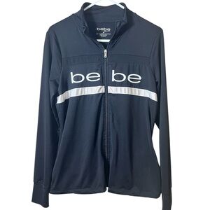 Bebe Y2K 2000’s Lightweight Zip‎ Jacket Sweatshirt Black White Size Medium Retro